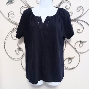 TALBOTS navy cotton knit raglan sleeve tee, M